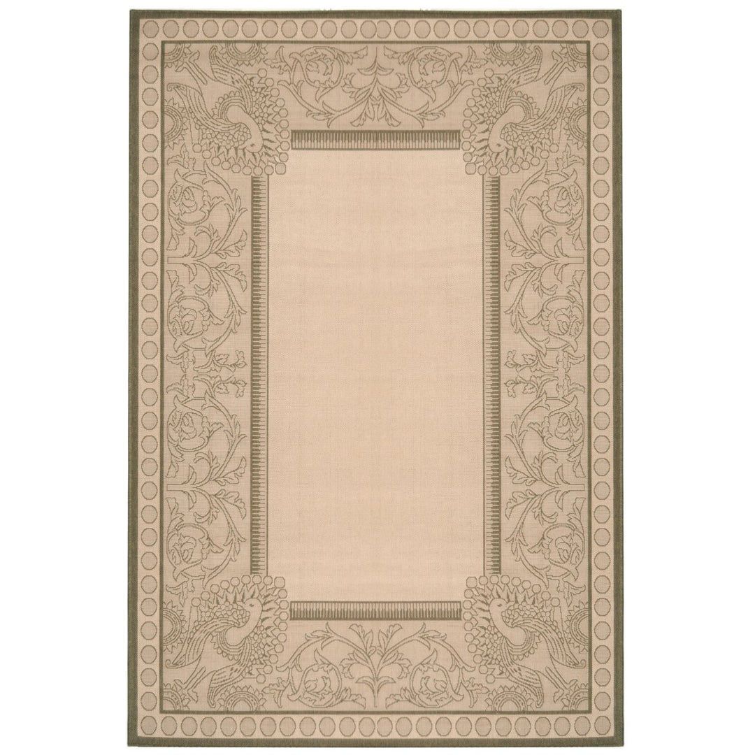 SAFAVIEH Outdoor CY2965-1E01 Courtyard Natural / Olive Rug Image 1