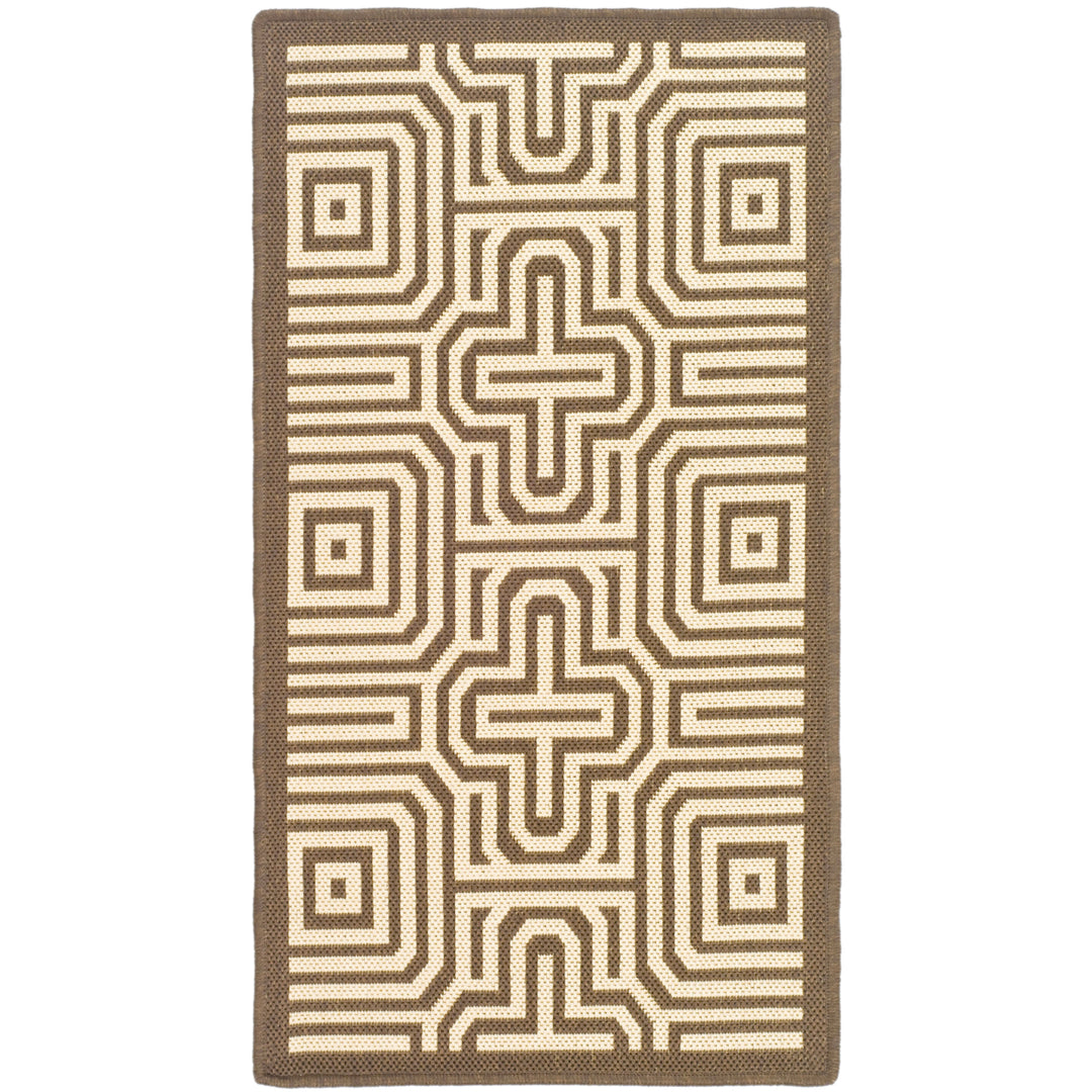 SAFAVIEH Outdoor CY2962-3409 Courtyard Chocolate / Natural Rug Image 10