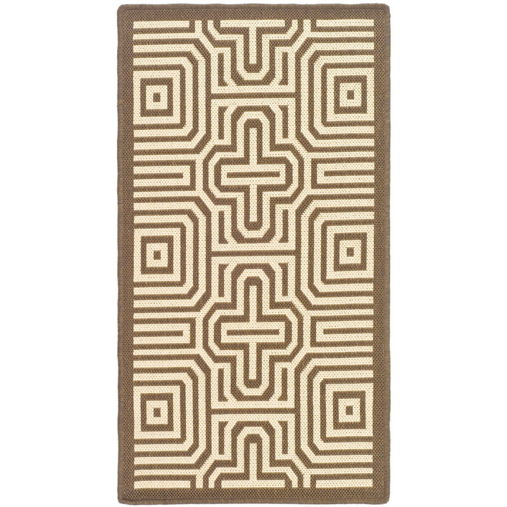 SAFAVIEH Outdoor CY2962-3409 Courtyard Chocolate / Natural Rug Image 1