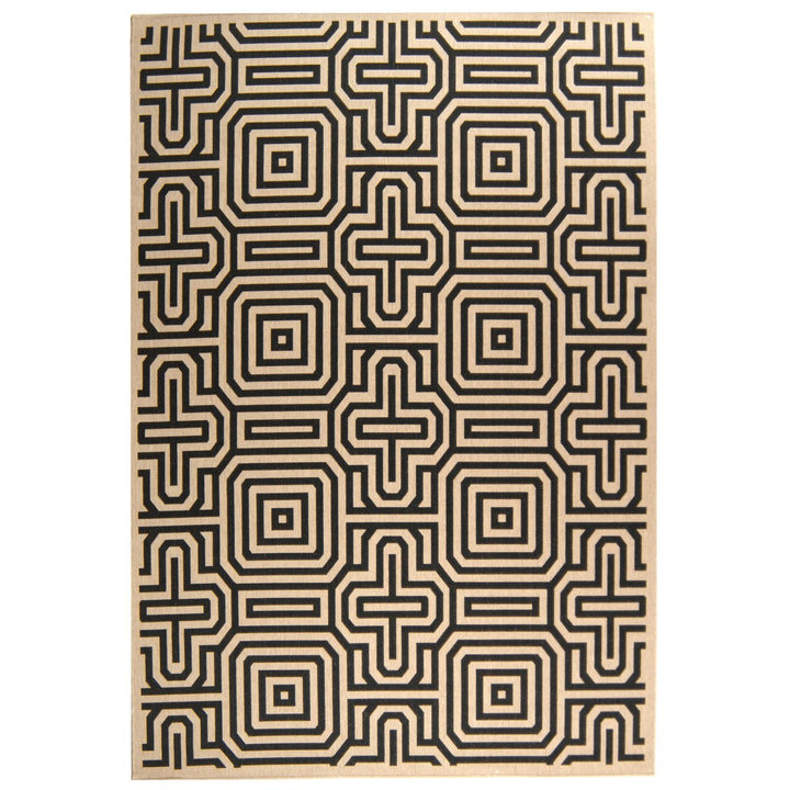 SAFAVIEH Indoor Outdoor CY2962-3901 Courtyard Sand / Black Rug Image 1