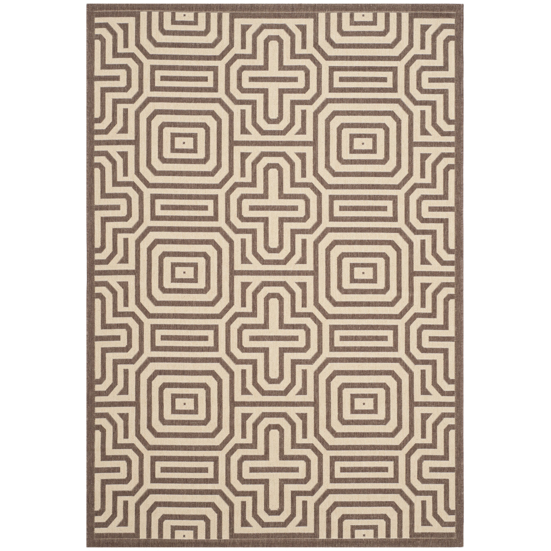 SAFAVIEH Outdoor CY2962-3409 Courtyard Chocolate / Natural Rug Image 11