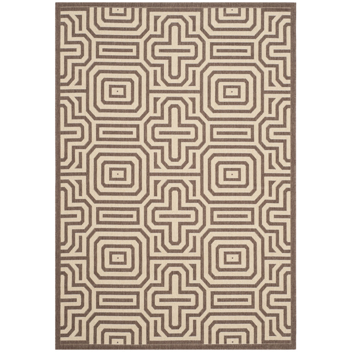 SAFAVIEH Outdoor CY2962-3409 Courtyard Chocolate / Natural Rug Image 11