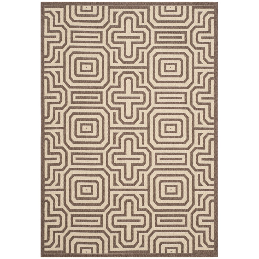 SAFAVIEH Outdoor CY2962-3409 Courtyard Chocolate / Natural Rug Image 1