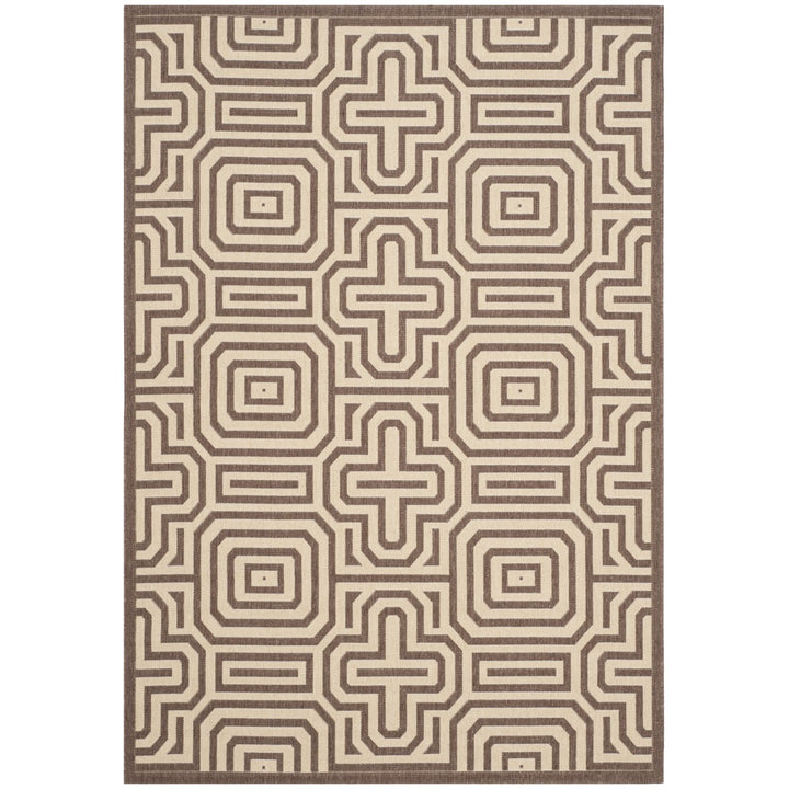 SAFAVIEH Outdoor CY2962-3409 Courtyard Chocolate / Natural Rug Image 1