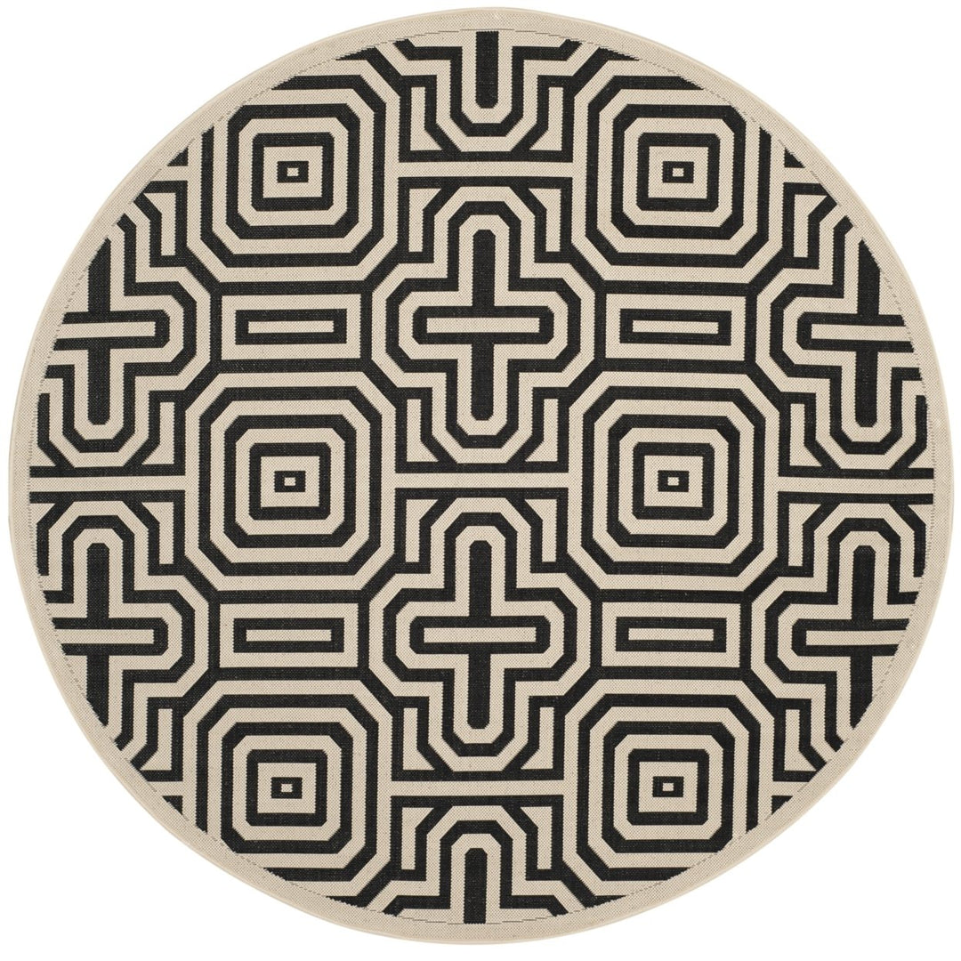 SAFAVIEH Indoor Outdoor CY2962-3901 Courtyard Sand / Black Rug Image 1