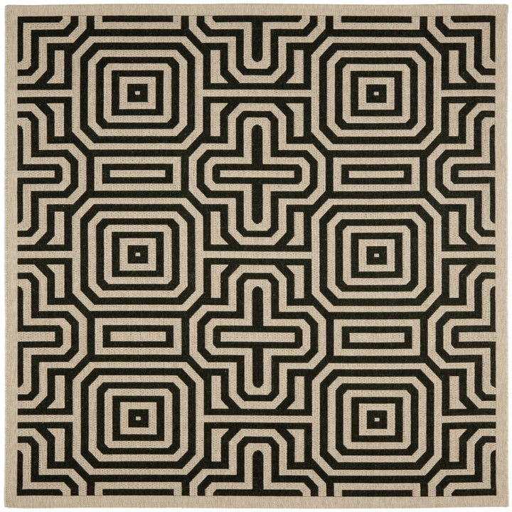 SAFAVIEH Indoor Outdoor CY2962-3901 Courtyard Sand / Black Rug Image 1