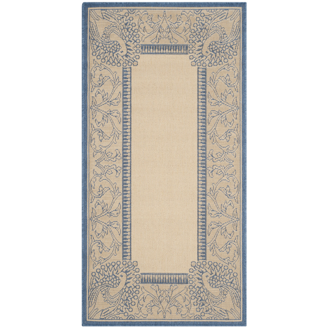 SAFAVIEH Outdoor CY2965-3101 Courtyard Natural / Blue Rug Image 4