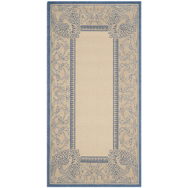 SAFAVIEH Outdoor CY2965-3101 Courtyard Natural / Blue Rug Image 4