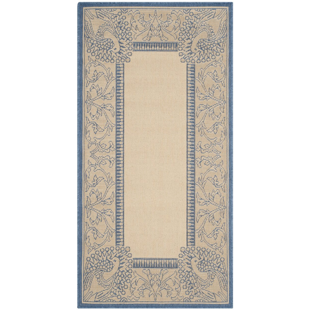 SAFAVIEH Outdoor CY2965-3101 Courtyard Natural / Blue Rug Image 1