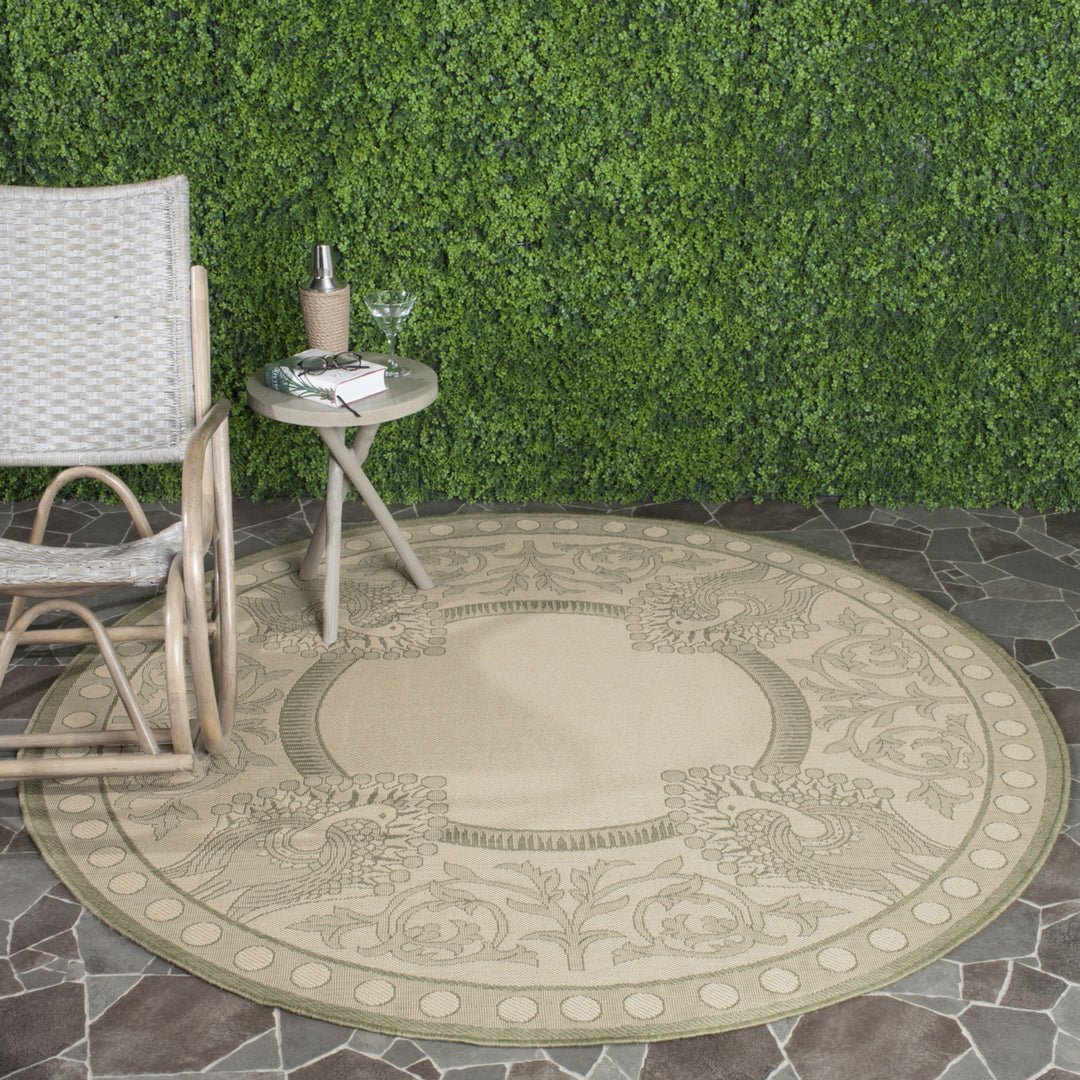 SAFAVIEH Outdoor CY2965-1E01 Courtyard Natural / Olive Rug Image 11