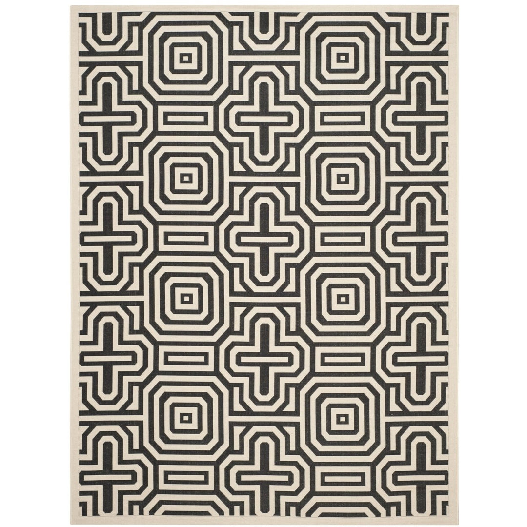 SAFAVIEH Indoor Outdoor CY2962-3901 Courtyard Sand / Black Rug Image 1