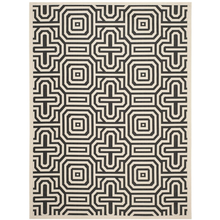 SAFAVIEH Indoor Outdoor CY2962-3901 Courtyard Sand / Black Rug Image 1