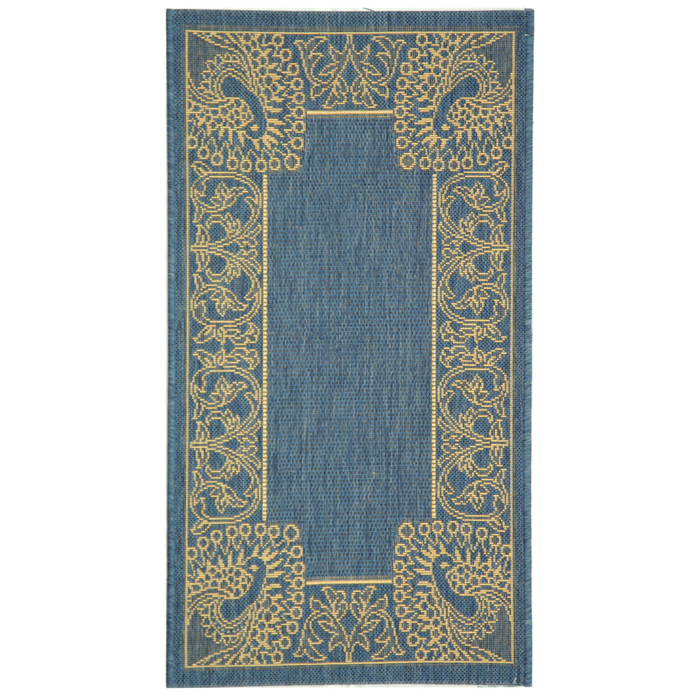 SAFAVIEH Outdoor CY2965-3103 Courtyard Blue / Natural Rug Image 2