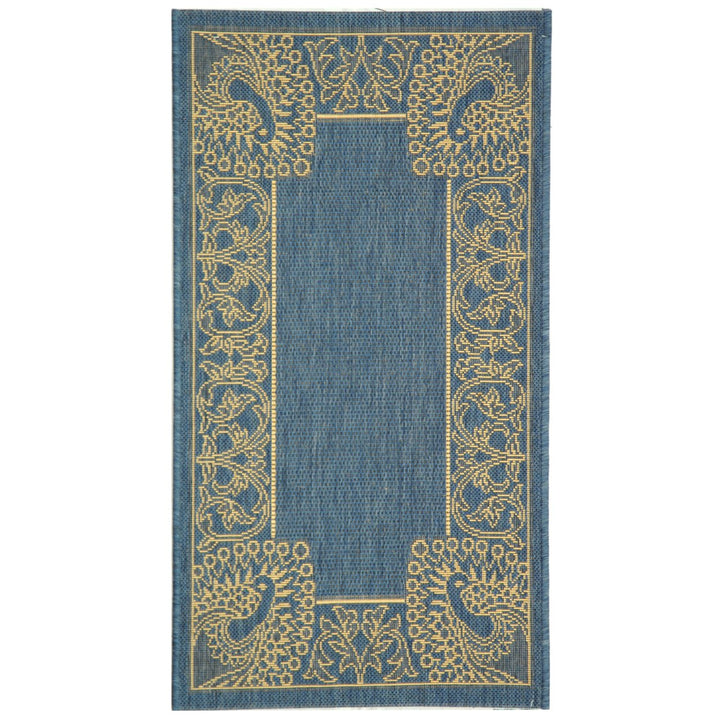 SAFAVIEH Outdoor CY2965-3103 Courtyard Blue / Natural Rug Image 1