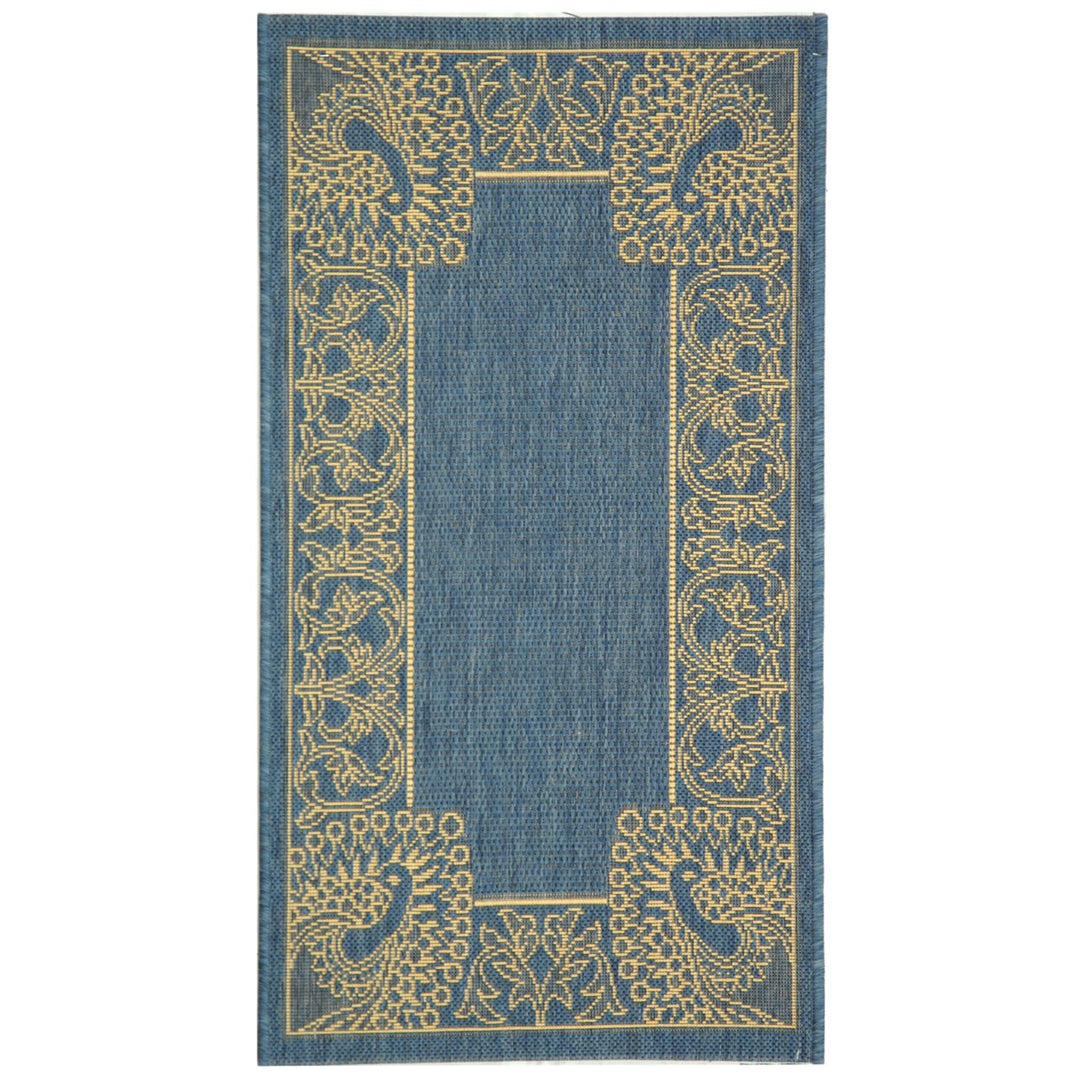 SAFAVIEH Outdoor CY2965-3103 Courtyard Blue / Natural Rug Image 1