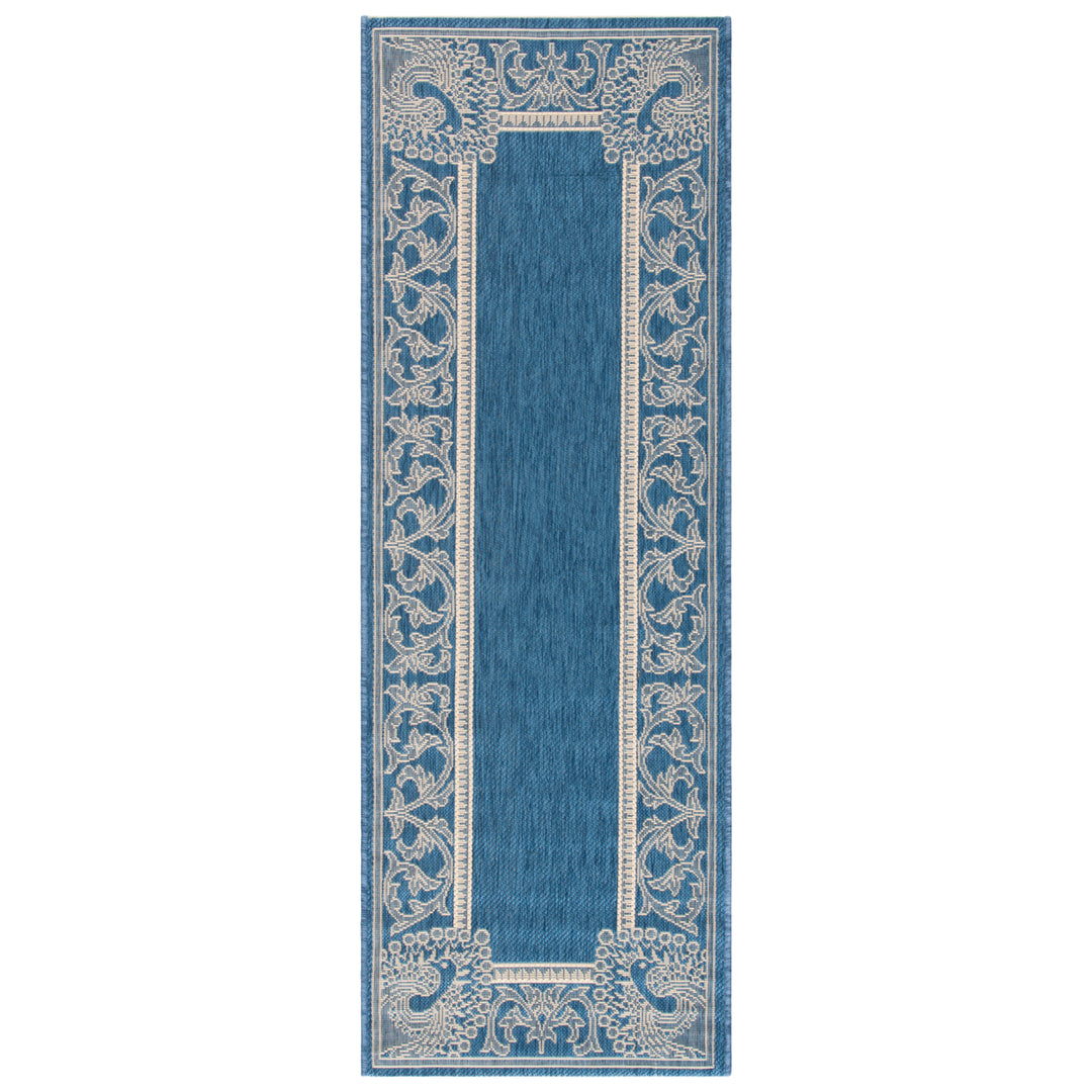 SAFAVIEH Outdoor CY2965-3103 Courtyard Blue / Natural Rug Image 3
