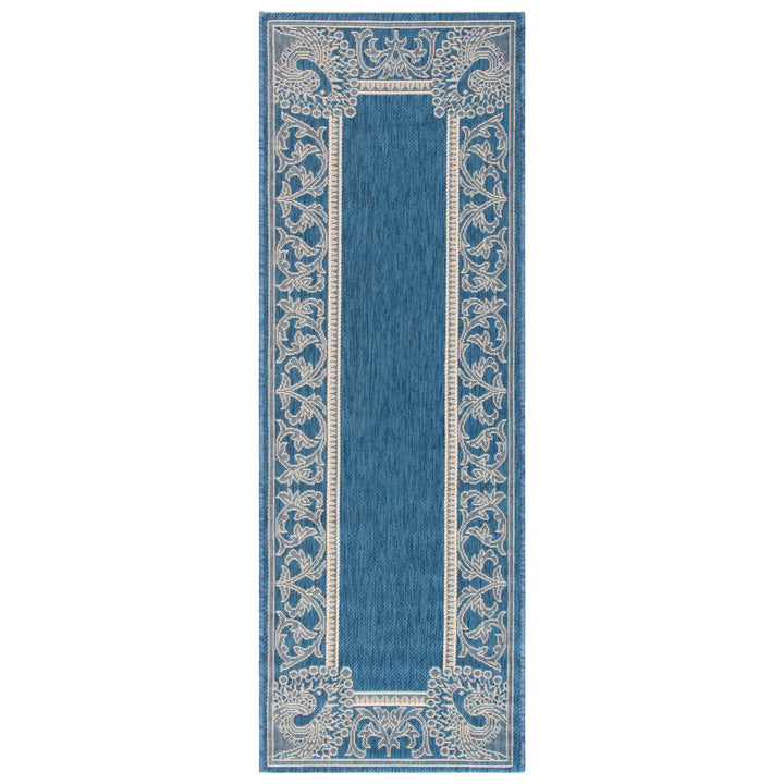 SAFAVIEH Outdoor CY2965-3103 Courtyard Blue / Natural Rug Image 3