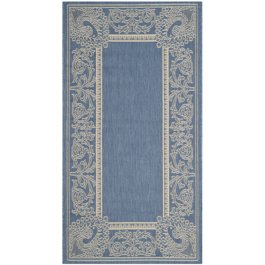 SAFAVIEH Outdoor CY2965-3103 Courtyard Blue / Natural Rug Image 4