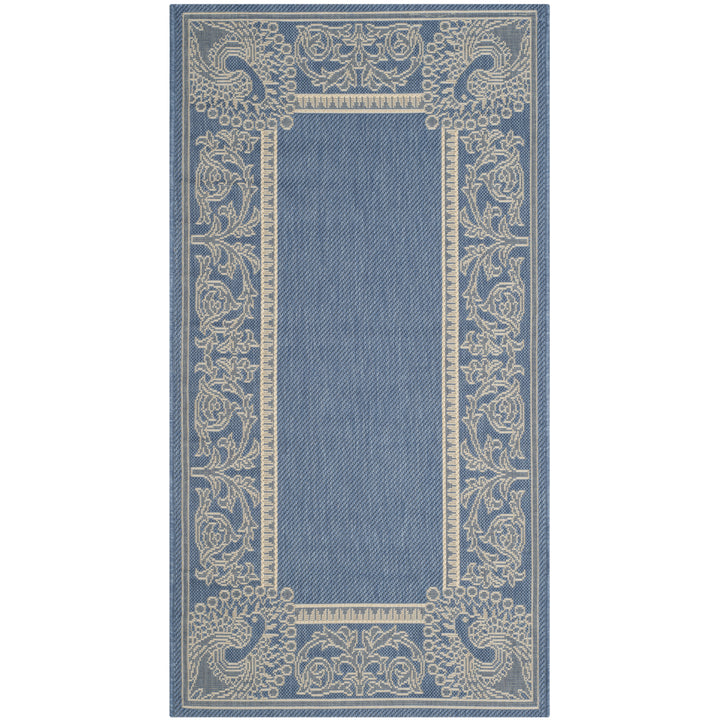 SAFAVIEH Outdoor CY2965-3103 Courtyard Blue / Natural Rug Image 4