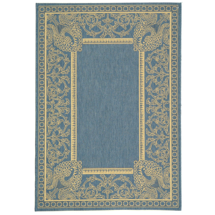 SAFAVIEH Outdoor CY2965-3103 Courtyard Blue / Natural Rug Image 5