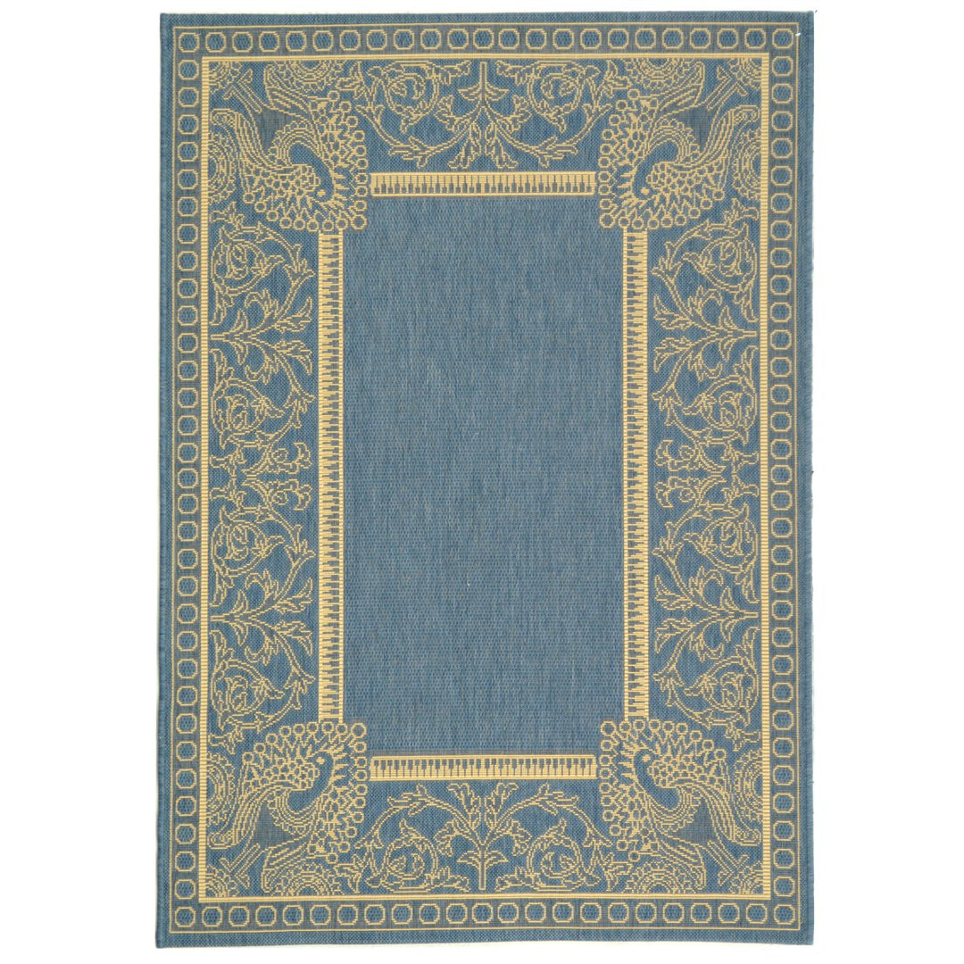 SAFAVIEH Outdoor CY2965-3103 Courtyard Blue / Natural Rug Image 1