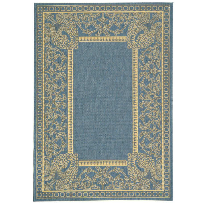 SAFAVIEH Outdoor CY2965-3103 Courtyard Blue / Natural Rug Image 1