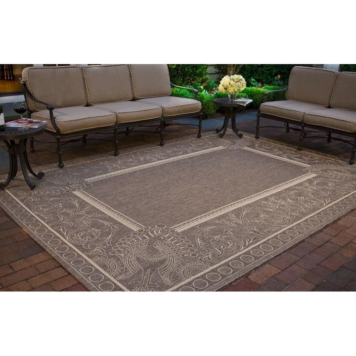 SAFAVIEH Outdoor CY2965-3009 Courtyard Brown / Natural Rug Image 1