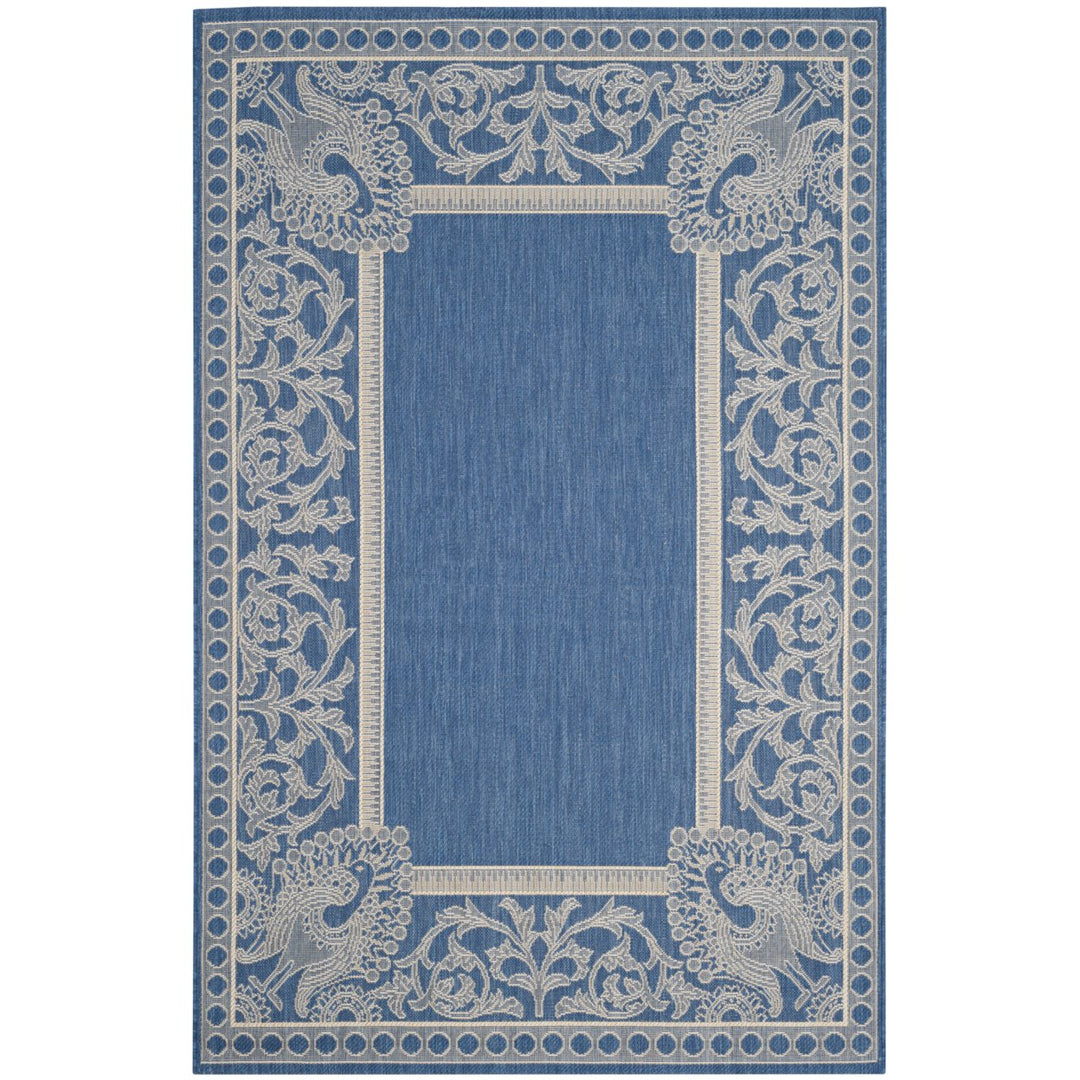 SAFAVIEH Outdoor CY2965-3103 Courtyard Blue / Natural Rug Image 6