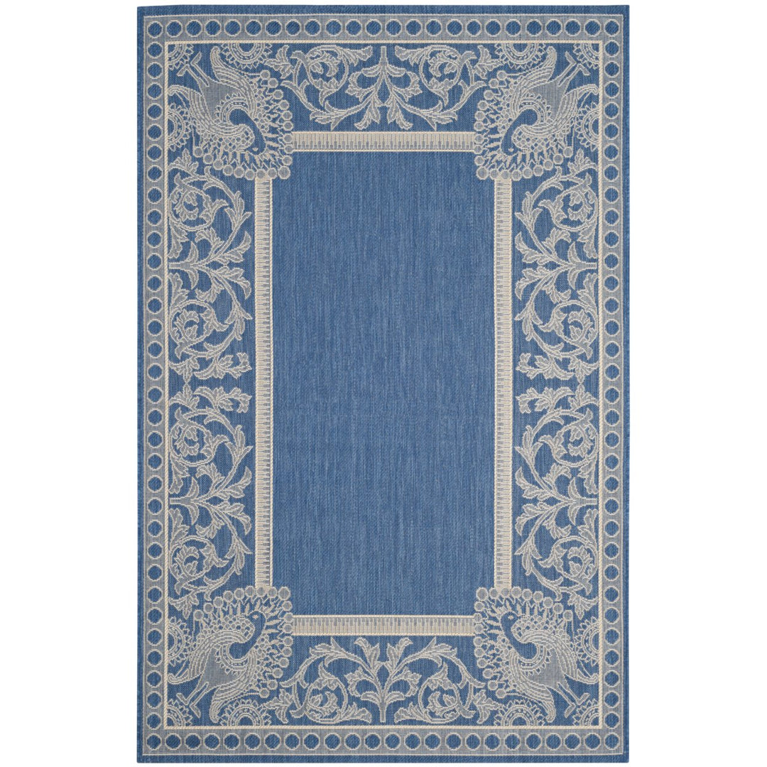 SAFAVIEH Outdoor CY2965-3103 Courtyard Blue / Natural Rug Image 1