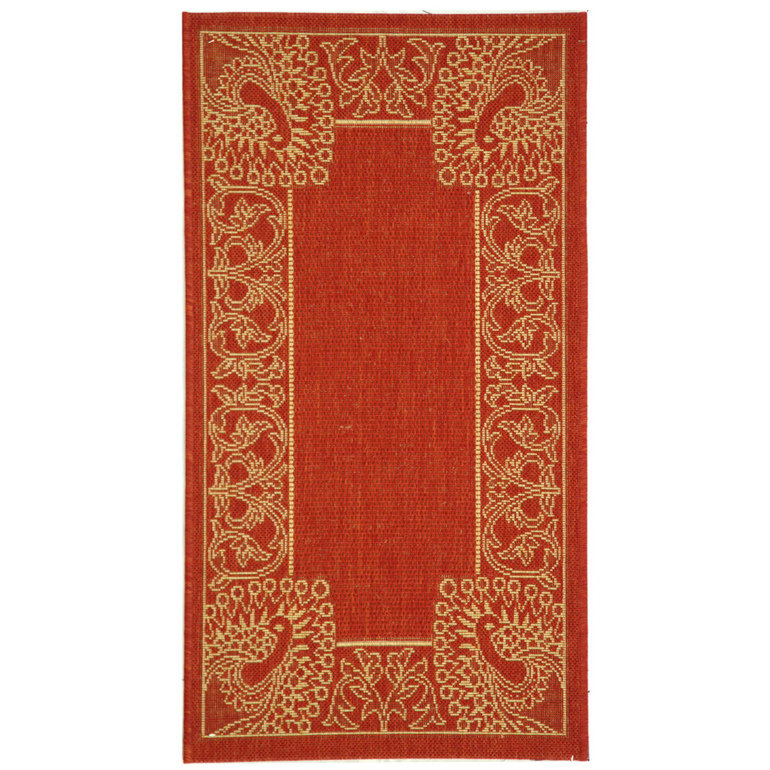 SAFAVIEH Outdoor CY2965-3707 Courtyard Red / Natural Rug Image 2