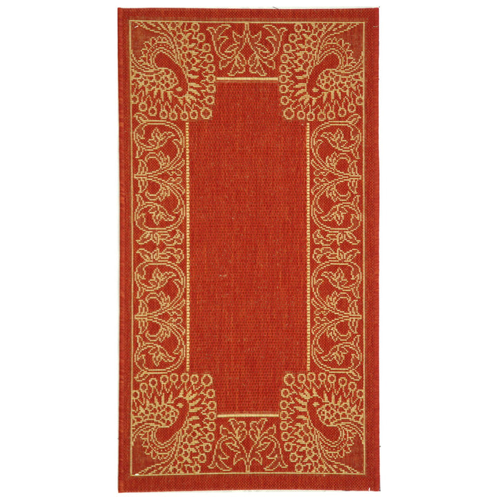 SAFAVIEH Outdoor CY2965-3707 Courtyard Red / Natural Rug Image 1