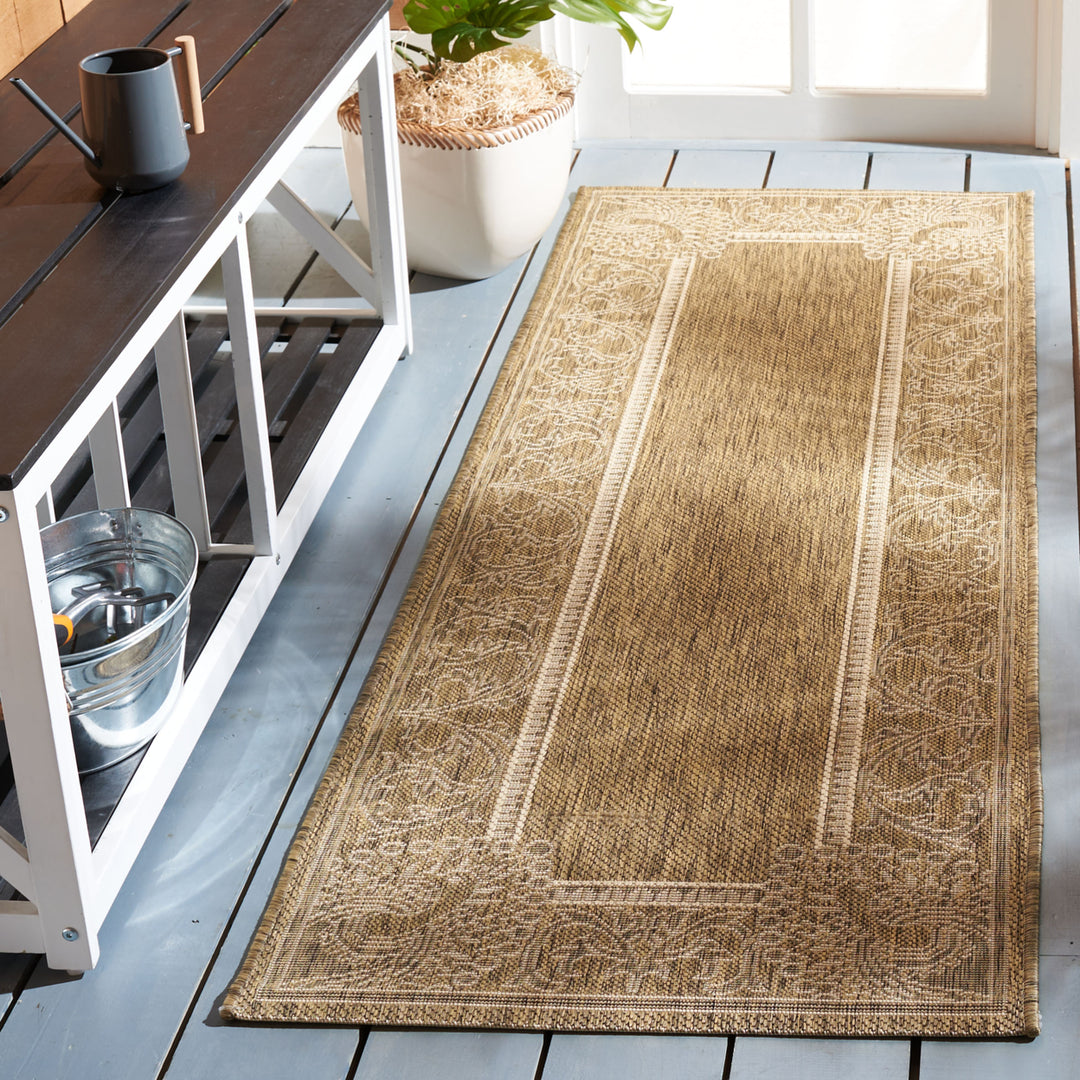 SAFAVIEH Outdoor CY2965-3009 Courtyard Brown / Natural Rug Image 12