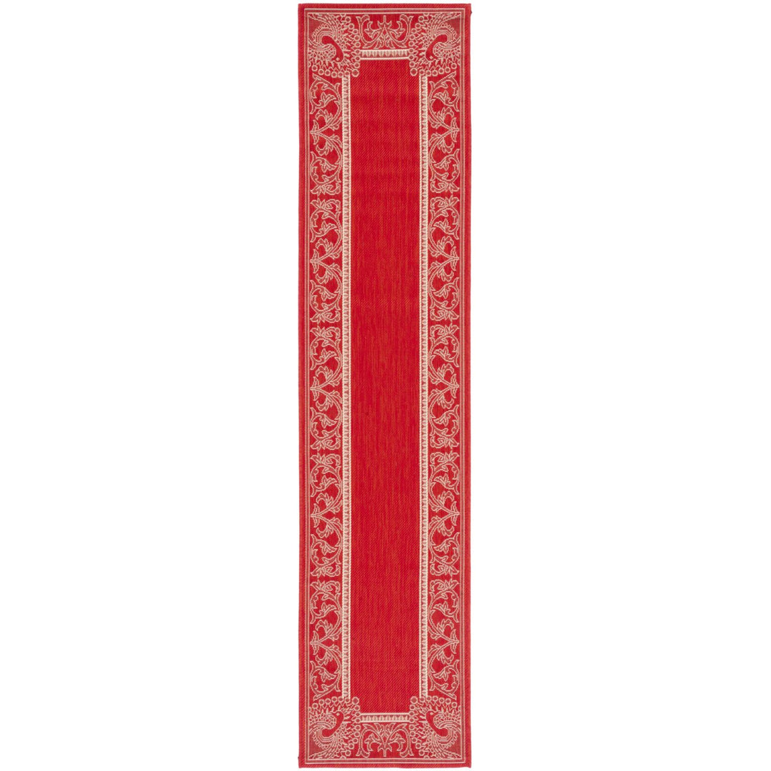 SAFAVIEH Outdoor CY2965-3707 Courtyard Red / Natural Rug Image 1