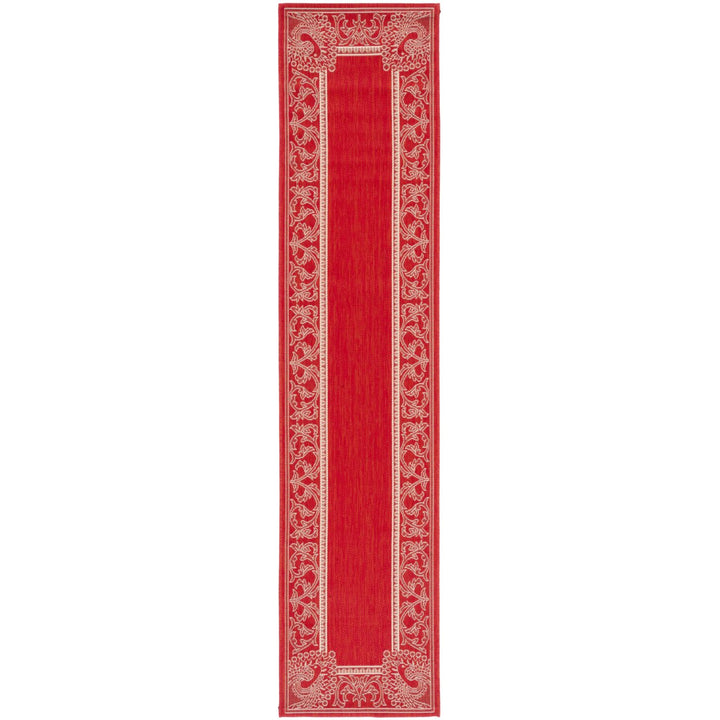 SAFAVIEH Outdoor CY2965-3707 Courtyard Red / Natural Rug Image 1