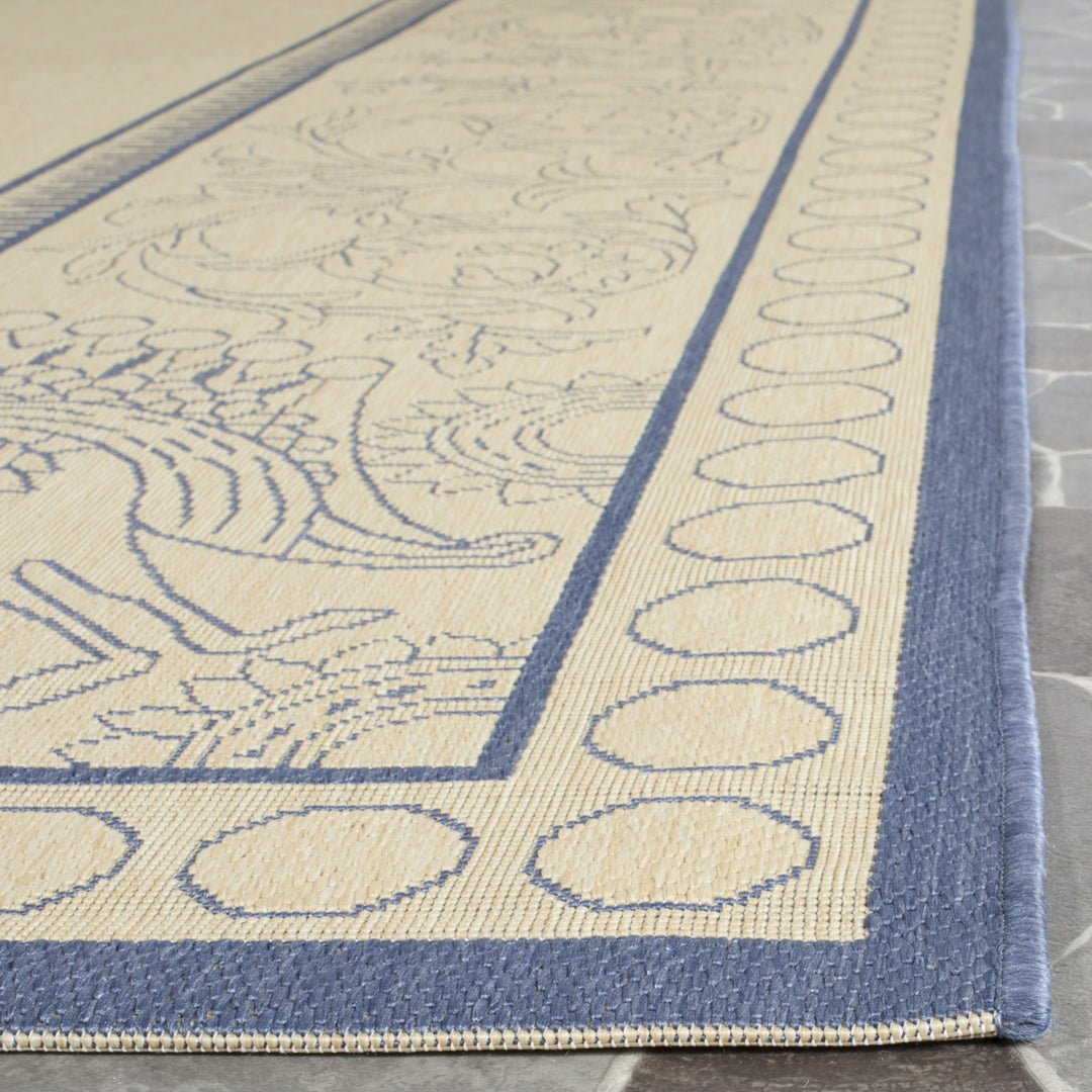 SAFAVIEH Outdoor CY2965-3101 Courtyard Natural / Blue Rug Image 12