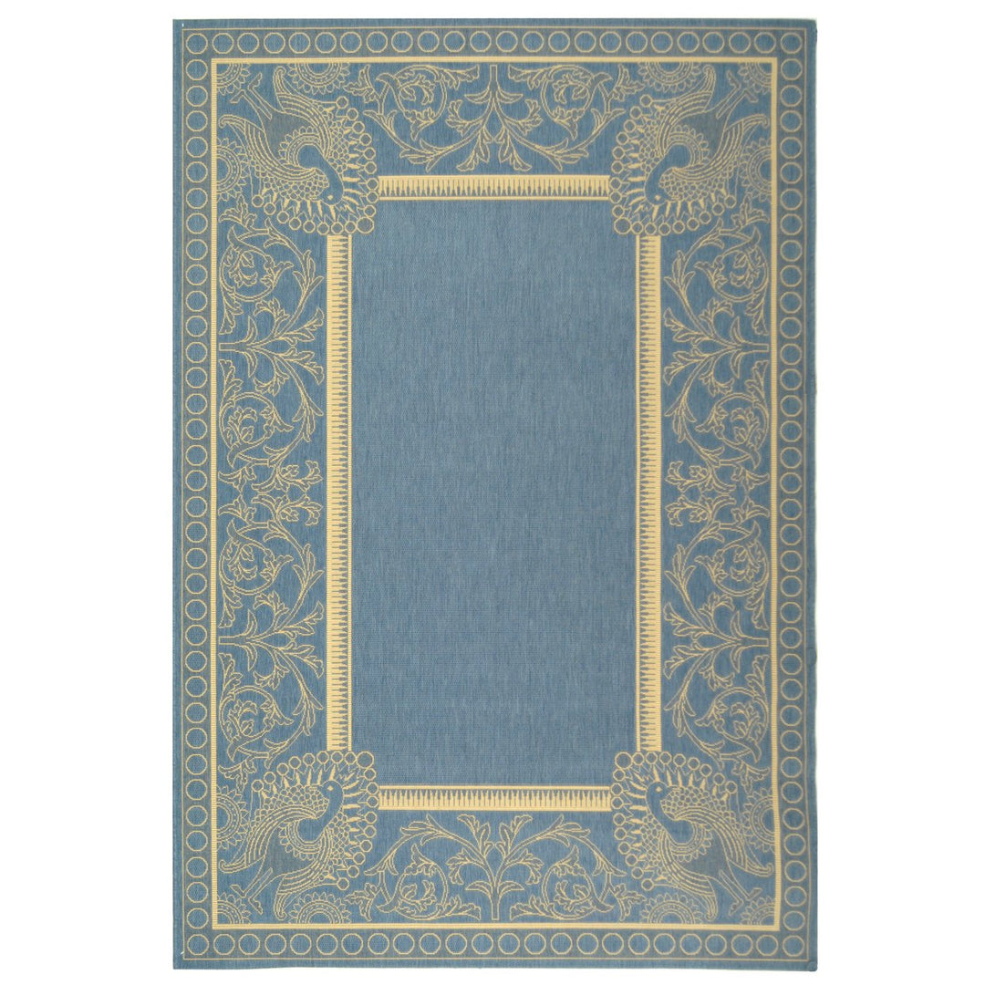 SAFAVIEH Outdoor CY2965-3103 Courtyard Blue / Natural Rug Image 8
