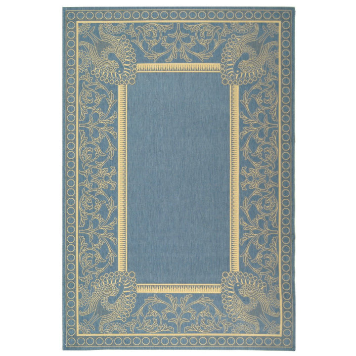 SAFAVIEH Outdoor CY2965-3103 Courtyard Blue / Natural Rug Image 8