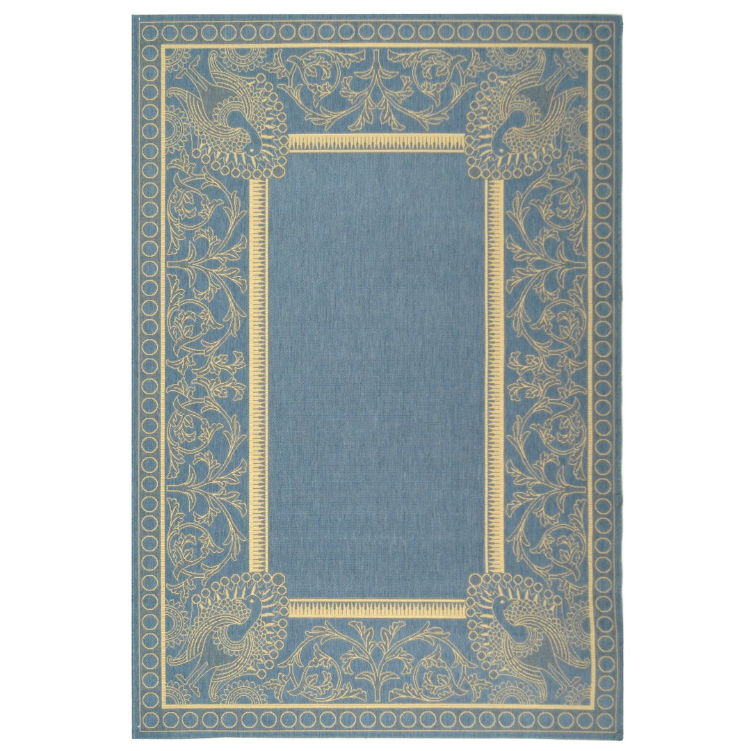 SAFAVIEH Outdoor CY2965-3103 Courtyard Blue / Natural Rug Image 1