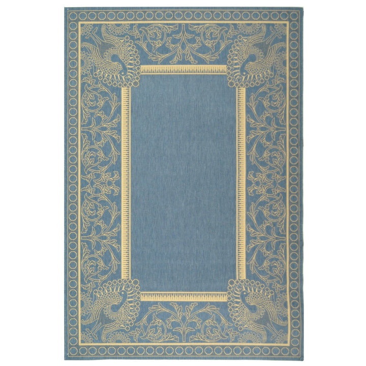 SAFAVIEH Outdoor CY2965-3103 Courtyard Blue / Natural Rug Image 1