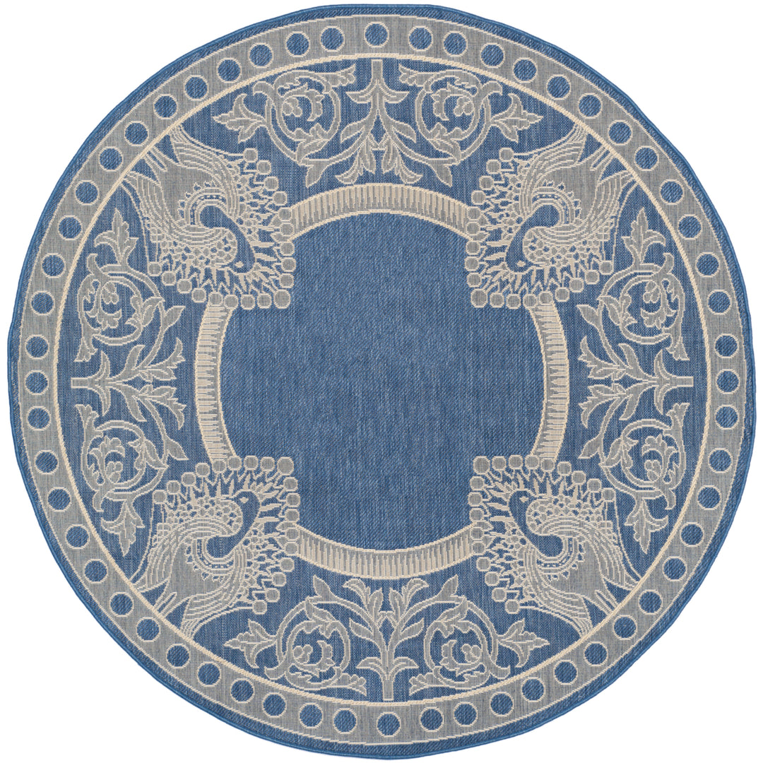 SAFAVIEH Outdoor CY2965-3103 Courtyard Blue / Natural Rug Image 9