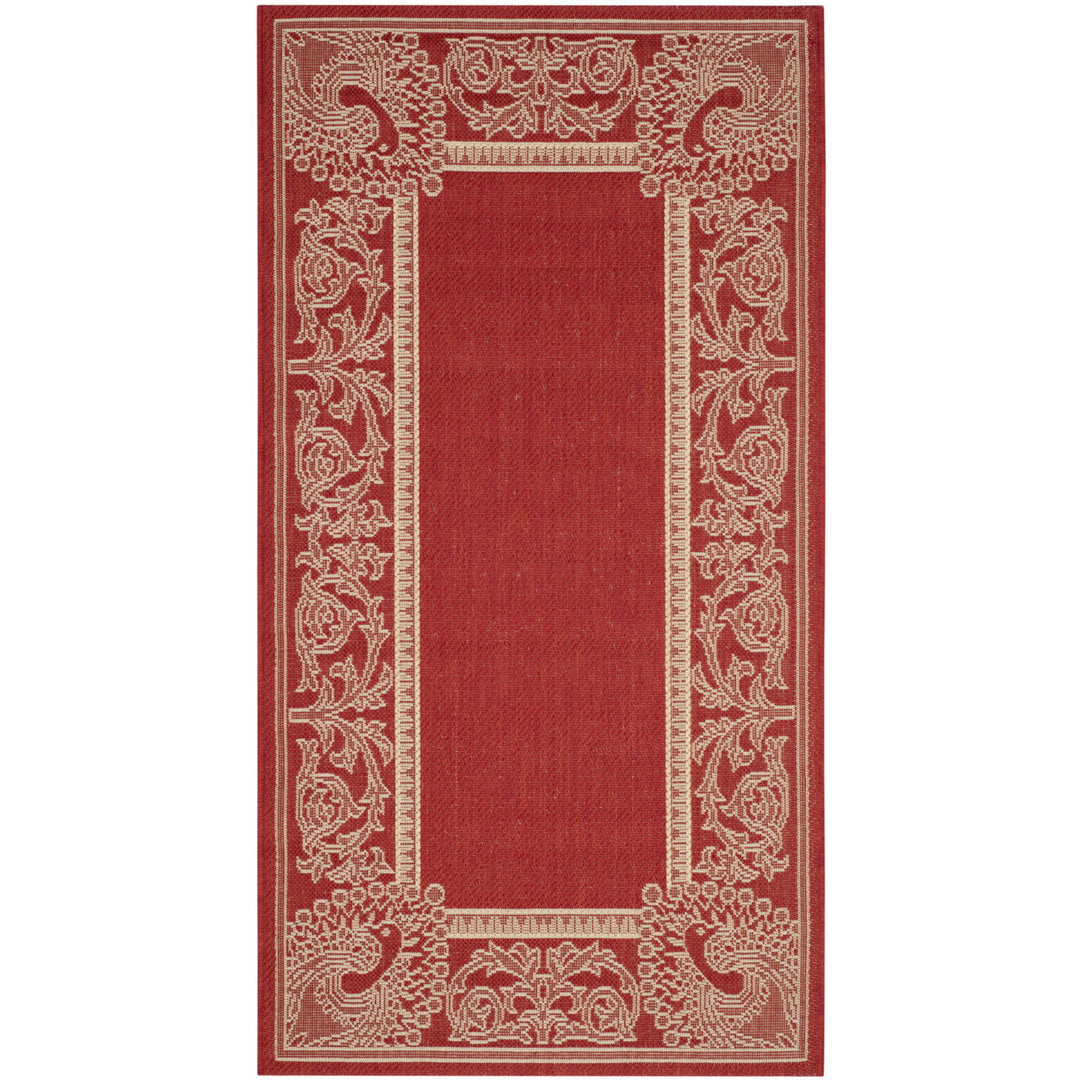 SAFAVIEH Outdoor CY2965-3707 Courtyard Red / Natural Rug Image 4