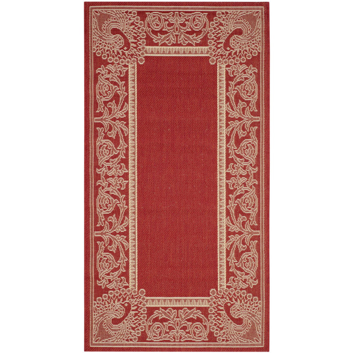 SAFAVIEH Outdoor CY2965-3707 Courtyard Red / Natural Rug Image 4