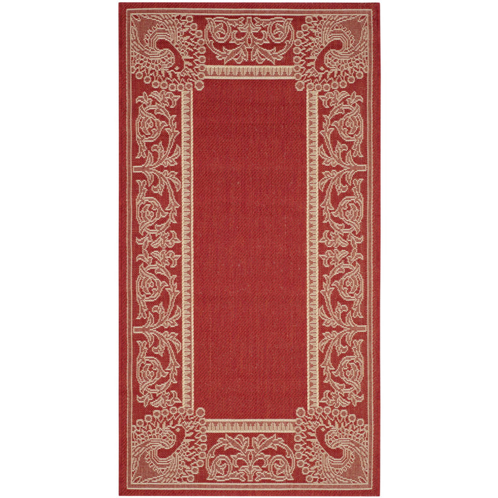 SAFAVIEH Outdoor CY2965-3707 Courtyard Red / Natural Rug Image 1