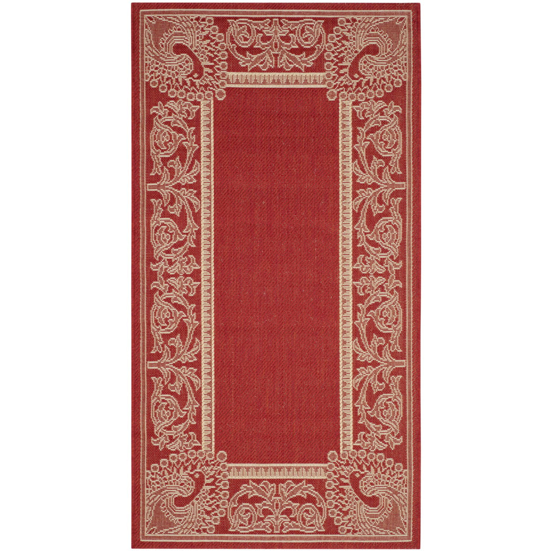 SAFAVIEH Outdoor CY2965-3707 Courtyard Red / Natural Rug Image 1