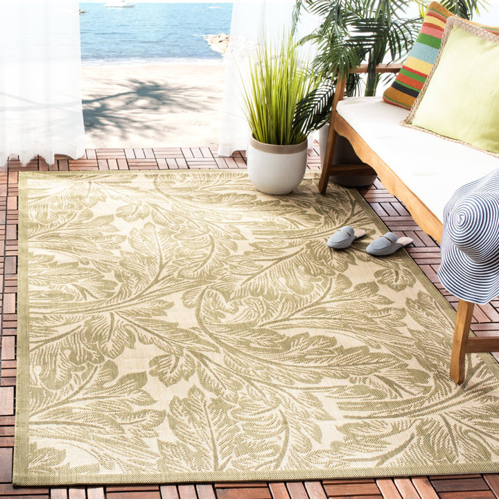 SAFAVIEH Outdoor CY2996-1E01 Courtyard Natural / Olive Rug Image 1