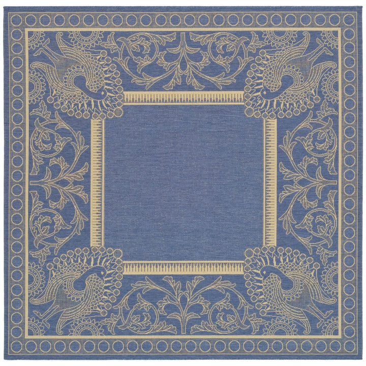SAFAVIEH Outdoor CY2965-3103 Courtyard Blue / Natural Rug Image 1
