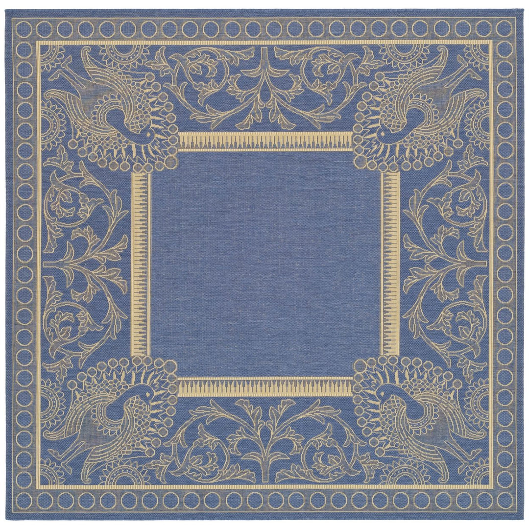 SAFAVIEH Outdoor CY2965-3103 Courtyard Blue / Natural Rug Image 1