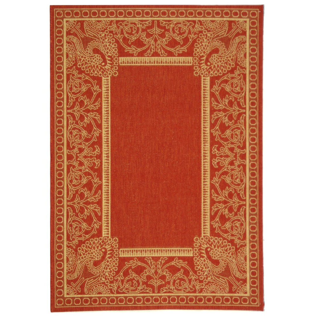 SAFAVIEH Outdoor CY2965-3707 Courtyard Red / Natural Rug Image 1