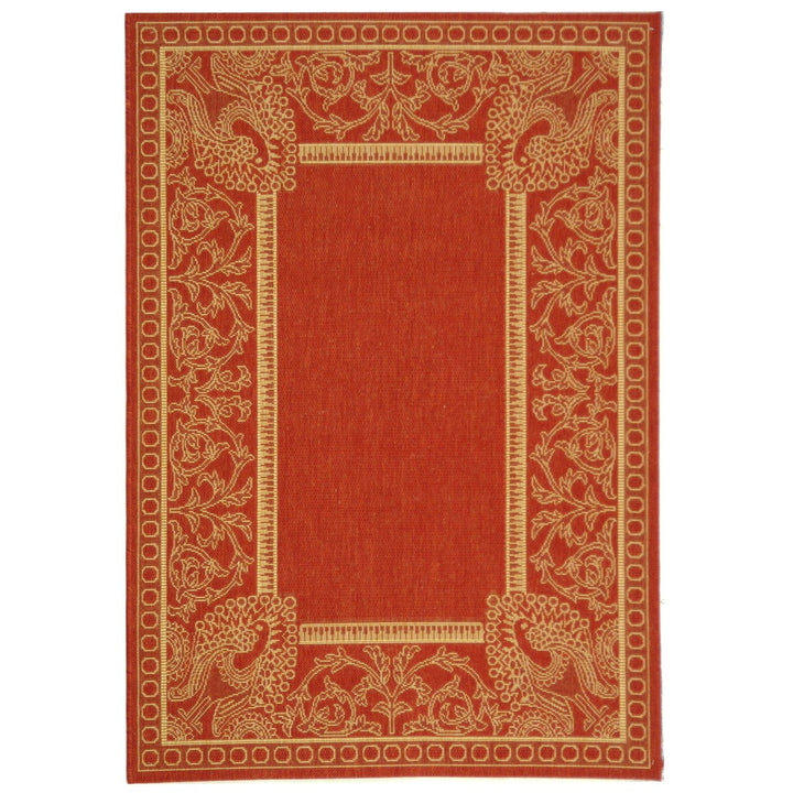 SAFAVIEH Outdoor CY2965-3707 Courtyard Red / Natural Rug Image 1