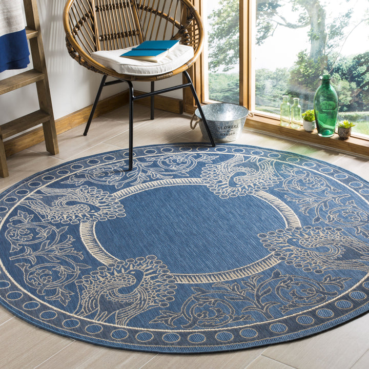SAFAVIEH Outdoor CY2965-3103 Courtyard Blue / Natural Rug Image 12